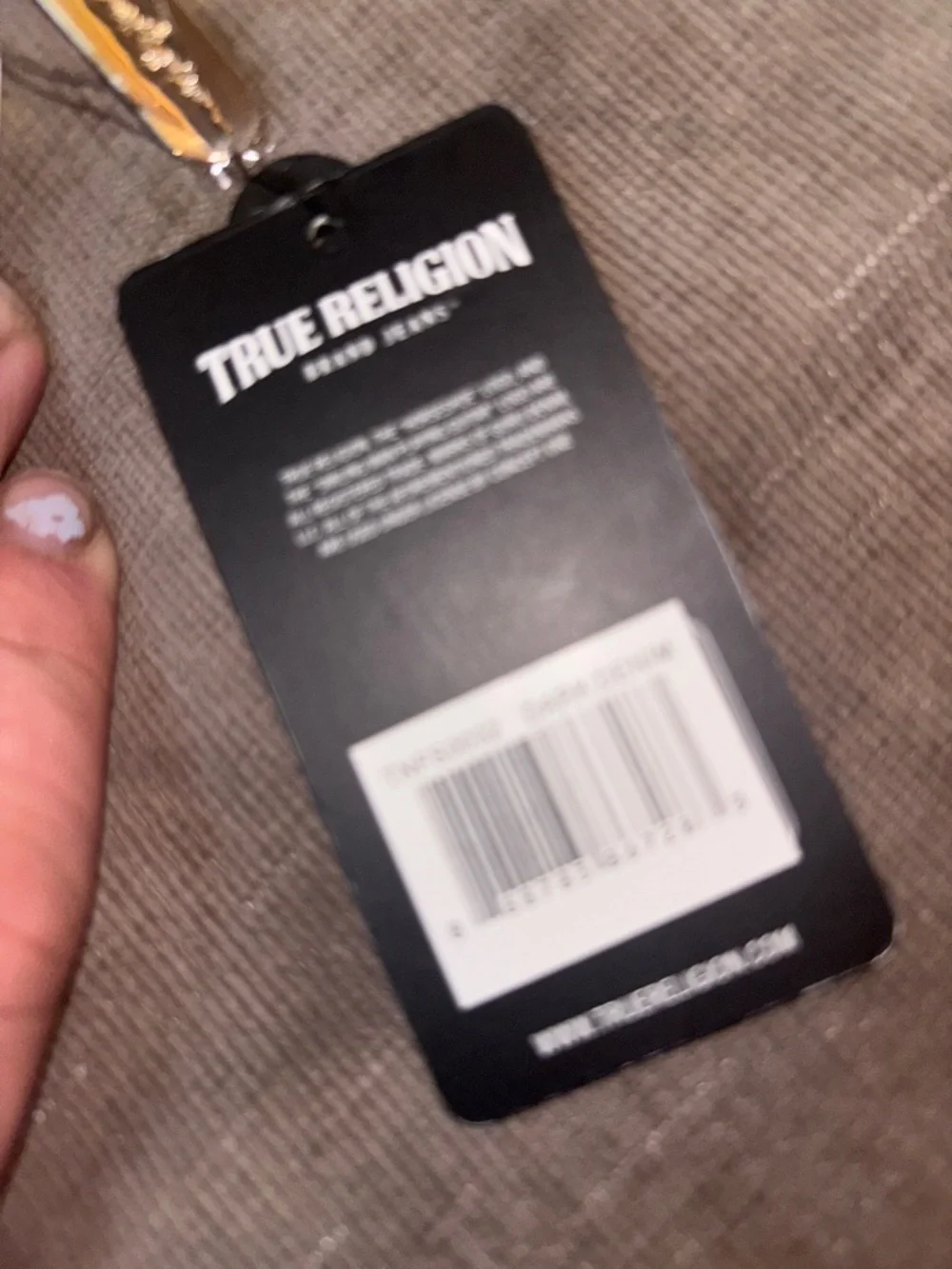 True Religion Navy Denim and Tan Leather Wristlet